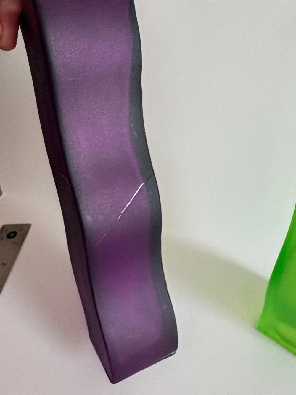 Vintage 90s IKEA Skamt Wavy Glass Vases - Set of 2 Frosted (Purple & Lime)